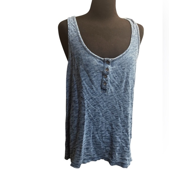 Y2K Elena Gilbert MADEWELL Henley Blue 100 % soft cotton Racer Back Tank SZ S - Picture 8 of 15